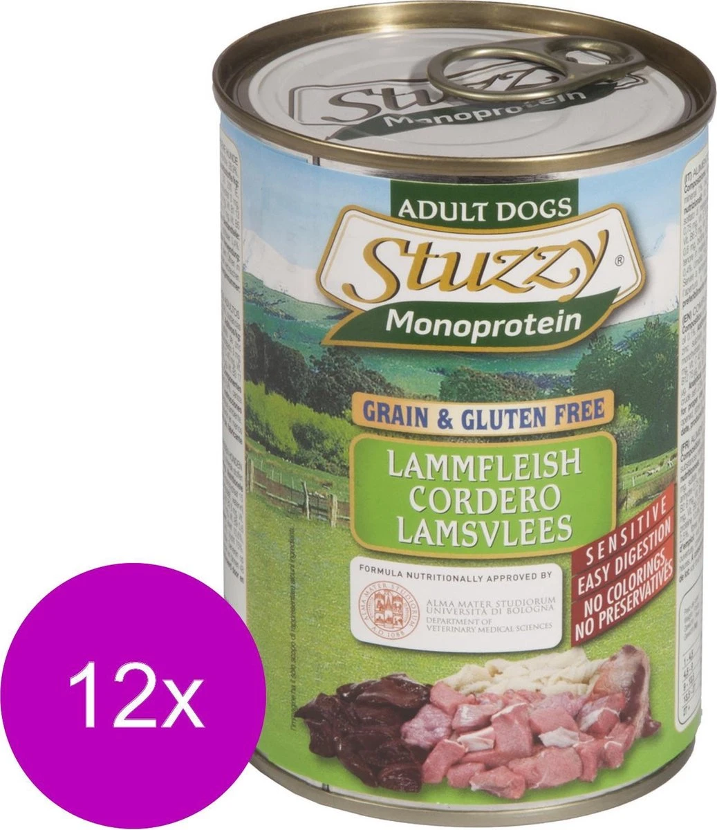 Stuzzy Blik Adult - Lam - Hondenvoer - 12 X 400 G - Afbeelding 2
