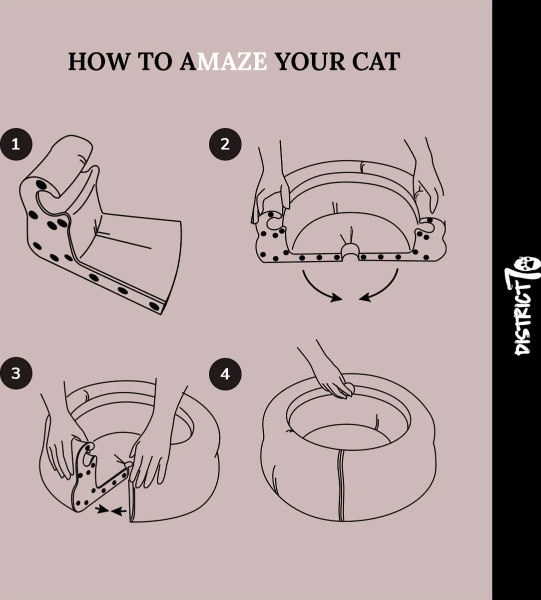 District 70 MAZE 3-in-1 Opvouwbare Kartonnen Kattenmand - Inclusief Catnip Balletje - Voor Slapen, Spelen En Krabben! - Afbeelding 5