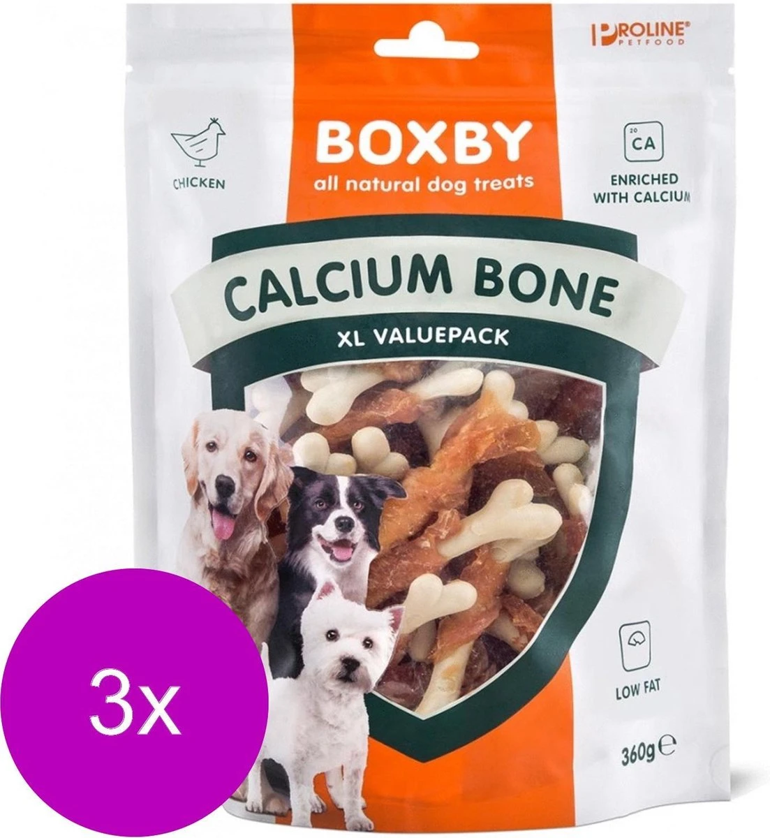 Proline Boxby Calcium Bone - Hondensnacks - 3 X 360 G Valuepack