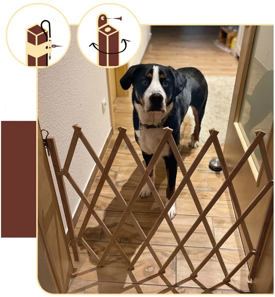 Merkloos Traphekje Voor Honden (vouwhekje / Schaarhekje / Harmonica Hekje) - Afbeelding 3