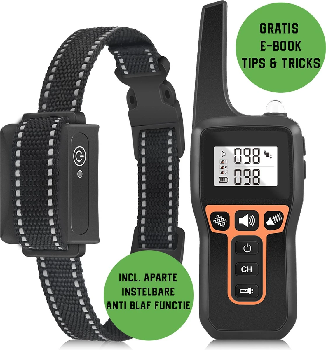 Anti Blafband EN Trainingshalsband In 1 - UNIEK SYSTEEM - 1000m Bereik - 100 Levels - Trainingsband - Antiblafband - Teletac - Geluid En Vibratie/trilling - Grote En Kleine Honden - Volledig Waterdicht - Anti Blafband