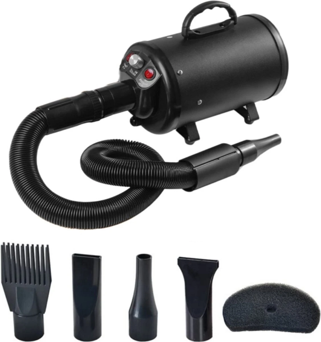 Merkloos Edward&DeVries Professionele Hondenföhn Met 4 Opzetstukken – Waterblazer Voor Honden – Stil Design – Krachtig + Extra Filter - Zwart - Afbeelding 8