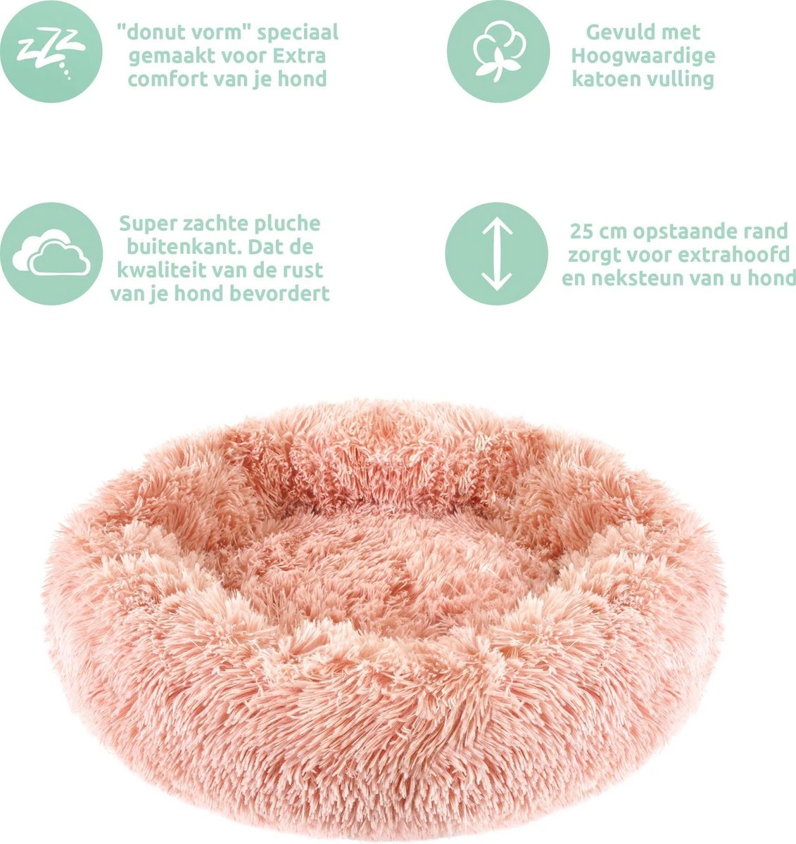 Studio Proud - Donut Mand - Honden En Katten Slaapbed - 50 Cm Roze - Pluche Hondenmand - Verkrijgbaar In Verschillende Maten En Kleuren - Afbeelding 3