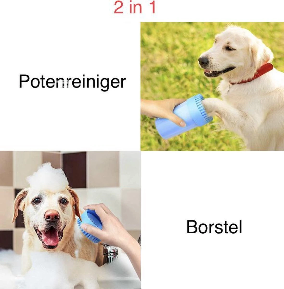 Fuzly- 2 In 1 Hondenpoten Reiniger + Handdoek - Hondenborstel - Borstel Hond / Kat - Hondenpoot Reiniger - Huisdier Poot Wassen - Borstel - Hondenverzorging - Verzorging Hond - Honden Wassen - Schoonmaak Borstel - Kattenborstel - Groen - Afbeelding 4