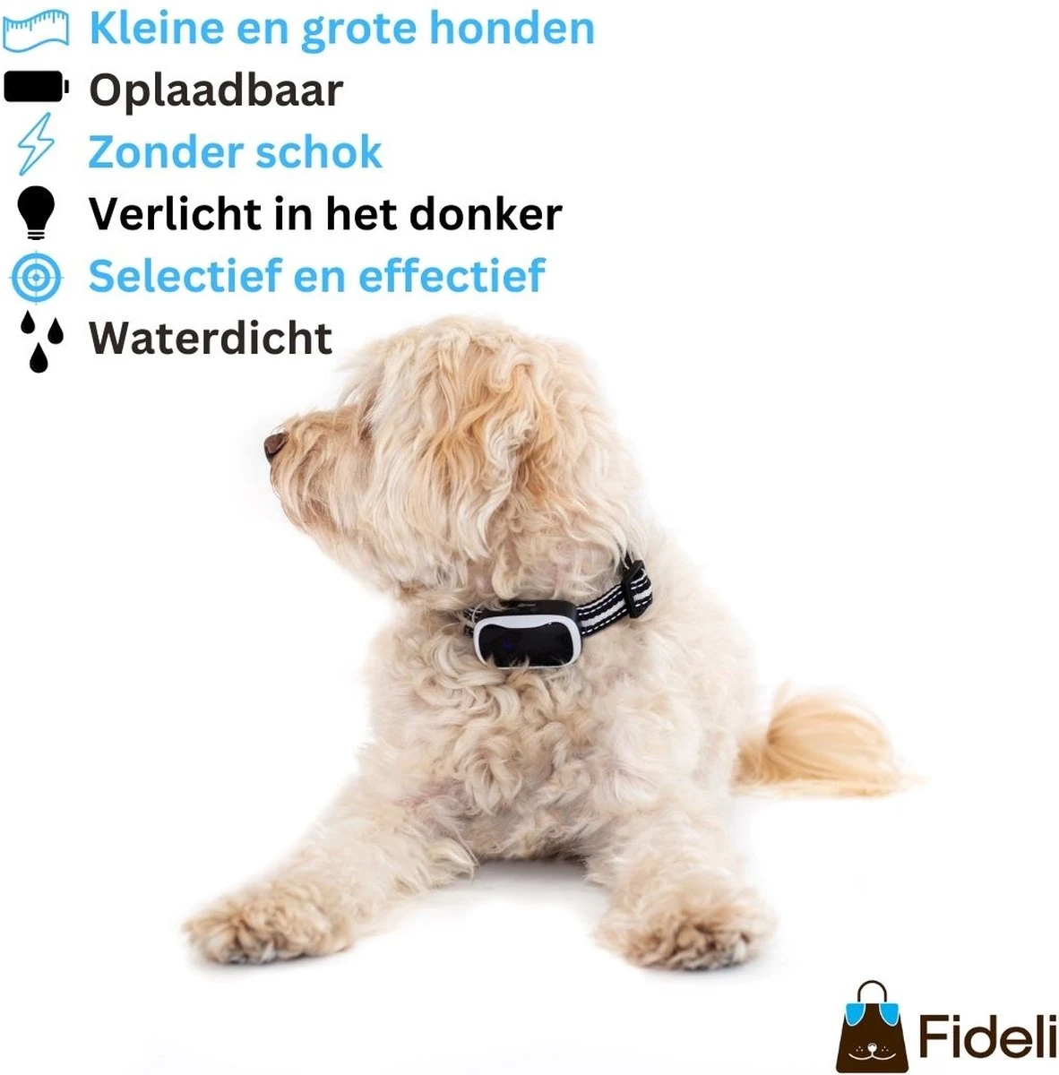 Fideli Anti Blafband - Zonder Schok - Grote En Kleine Honden - Oplaadbaar - LED Verlichte Band - Afbeelding 2
