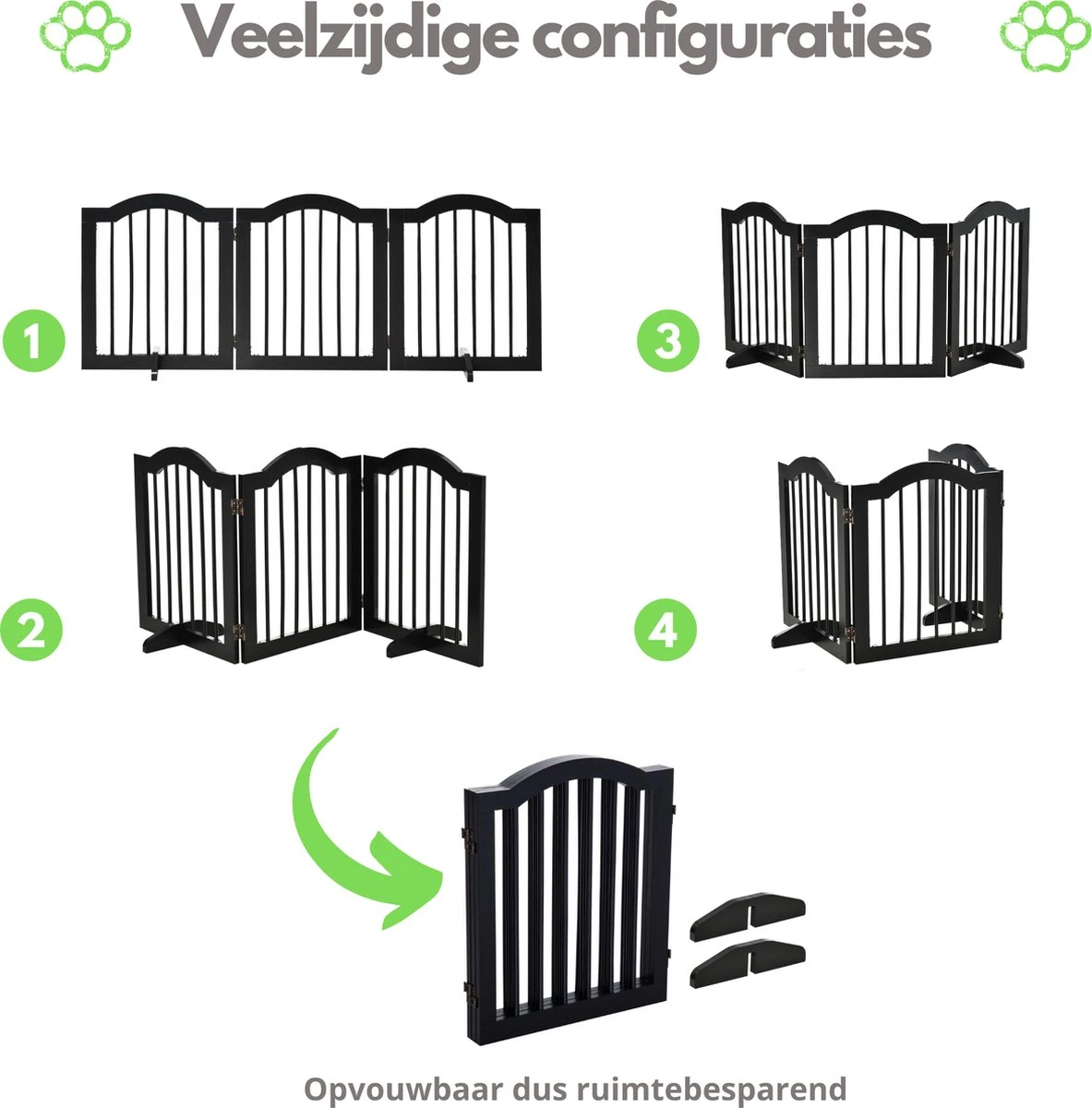 Paws & Claws - Hondenhek Deurhekje - Dog Barrier - 154,5 X 61 Cm - Opvouwbaar - Zwart - Afbeelding 2