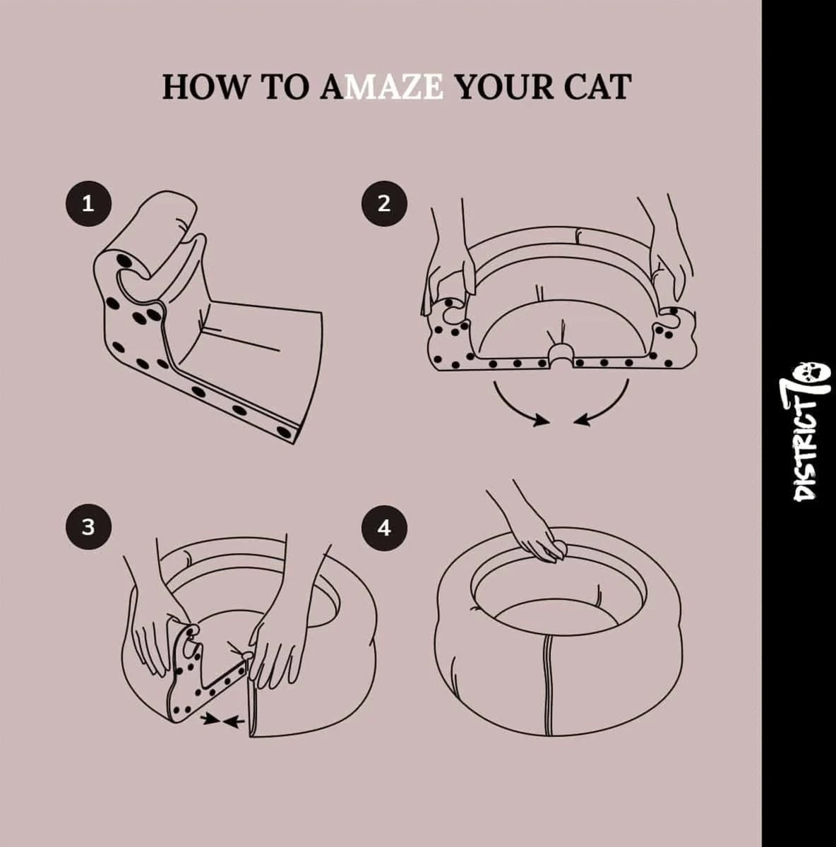 District 70 MAZE 3-in-1 Opvouwbare Kartonnen Kattenmand - Inclusief Catnip Balletje - Voor Slapen, Spelen En Krabben! - Afbeelding 17