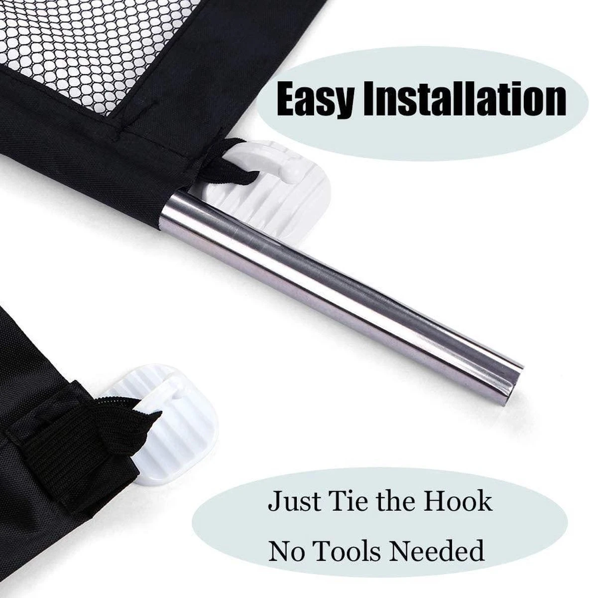 Merkloos ACE Pets – Oprolbaar Hondenrek Voor Binnen - Traphekje Hond Zonder Boren - Veiligheidshek Deurhekje - 180 X 72 Cm - Zwart - Afbeelding 7