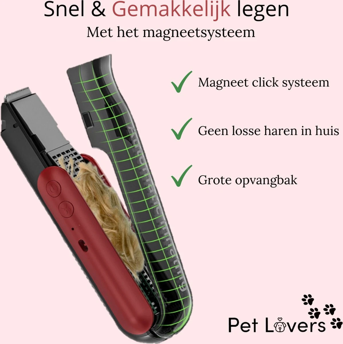 Pet Lovers - Hondentondeuse - Hondentondeuse - Automatische Inhalerende Haren - Dierentondeuse - Hondentrimmer - Hondentondeuse Dikke Vacht - Tondeuse Voor Honden - Hondentondeuse - Draadloos - 2 Opzetkammen - Honden En Katten Tondeuse - Afbeelding 8