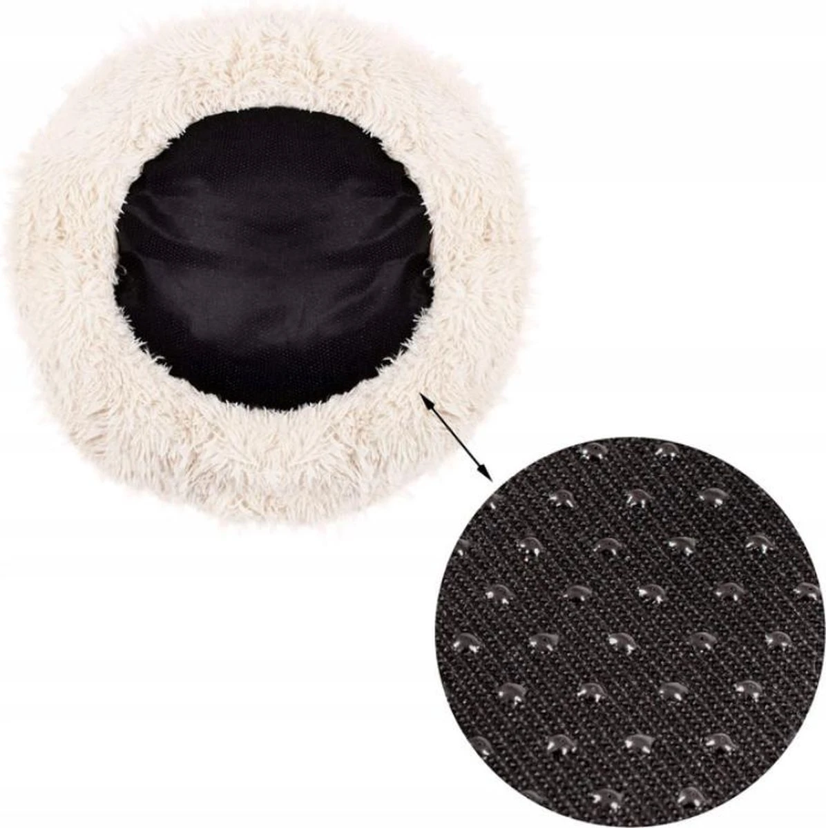 Springos Hondenmand | Superzacht En Luxe | Wasbaar | Donut | Fluffy | Hondenkussen | 60 Cm | Beige - Afbeelding 3