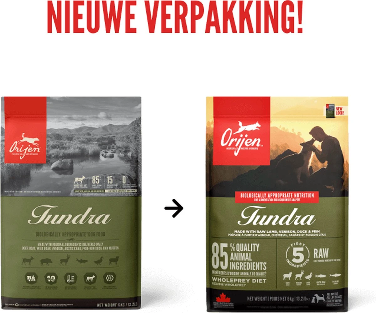Orijen Whole Prey Tundra Dog - Geit & Zwijn - Hondenvoer - 2 Kg - Afbeelding 12