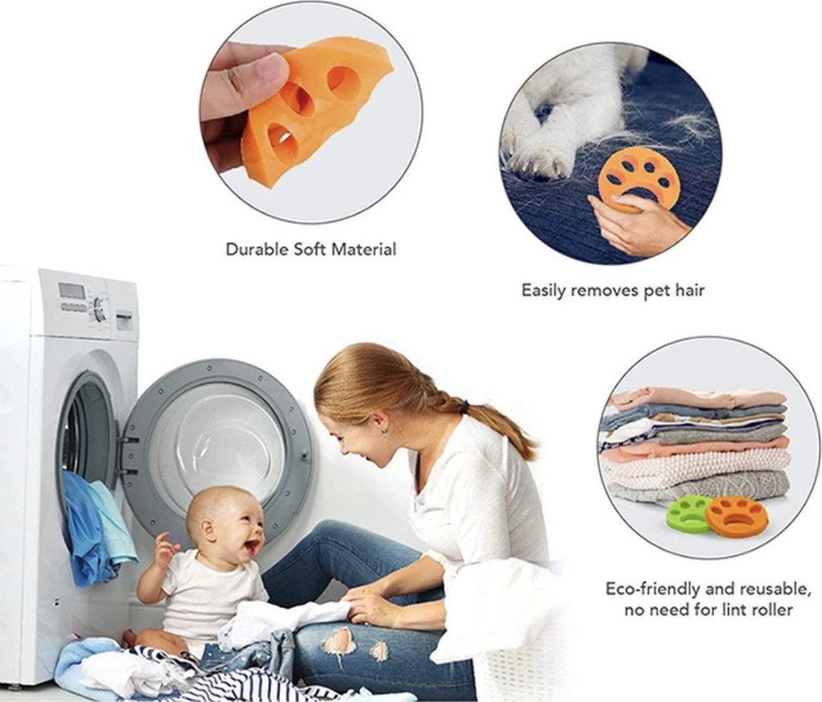 ALG-Shop - Haarverwijderaar Voor Huisdieren - 2 Stuks - Wasmachine Reiniger - Hondenhaar Verwijderaar Voor Wasmachine En Droger - Pluispootjes - Afbeelding 4