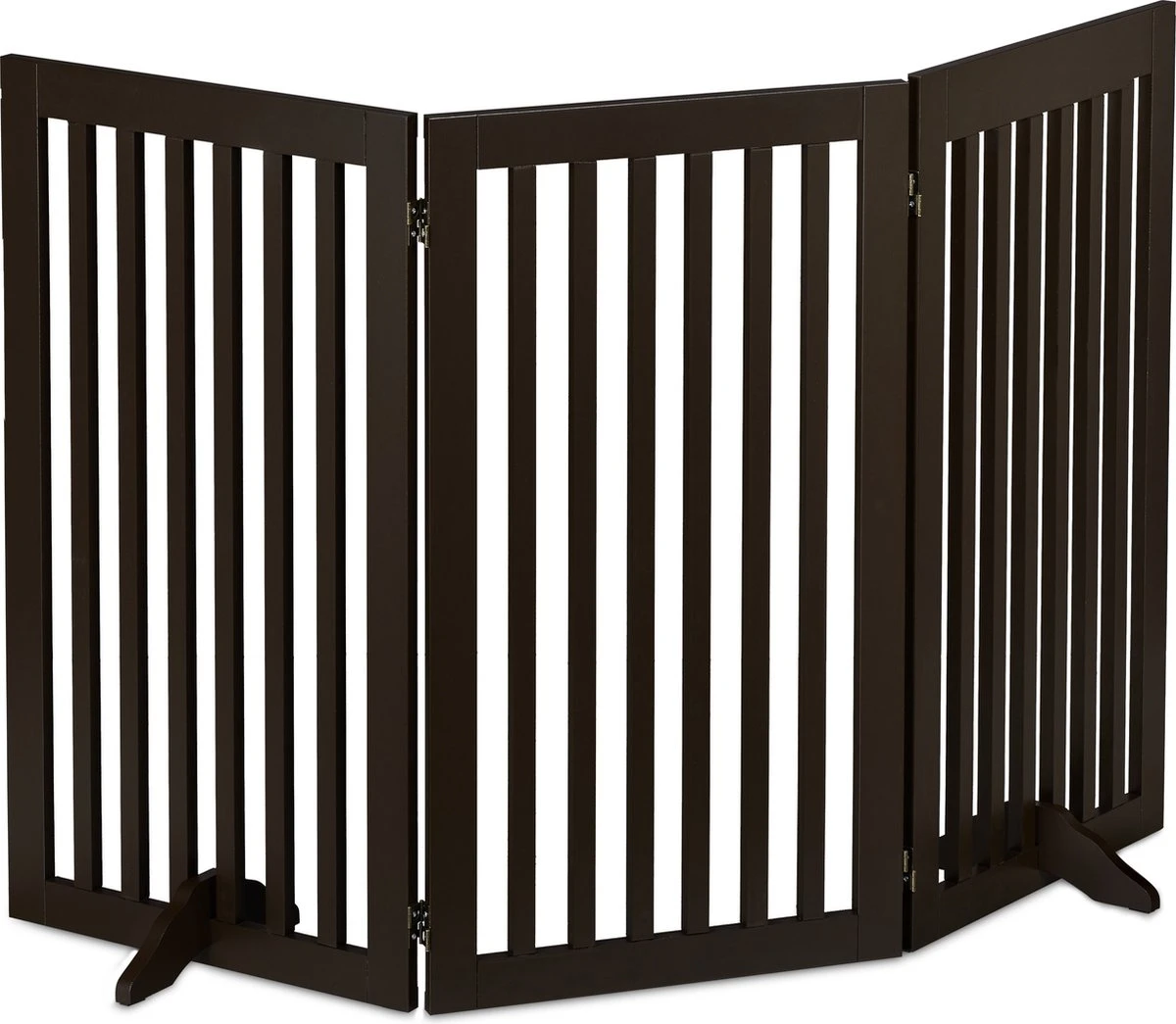 Relaxdays Veiligheidshekje Hout - 92 Cm Hoog - Hondenhek - Inklapbaar - Bruin - 3 Panelen