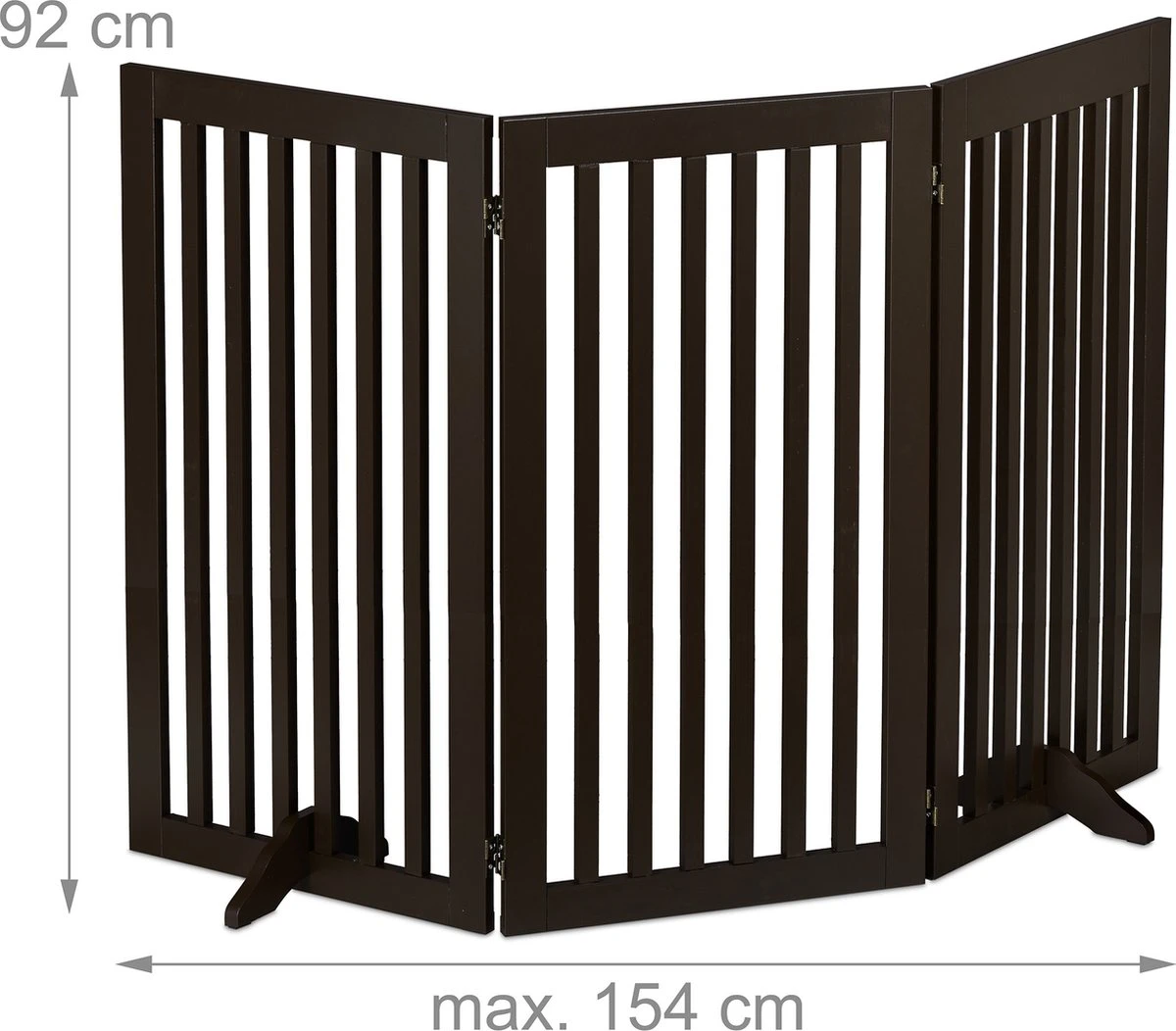 Relaxdays Veiligheidshekje Hout - 92 Cm Hoog - Hondenhek - Inklapbaar - Bruin - 3 Panelen - Afbeelding 6
