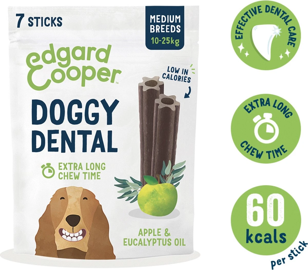 Edgard & Cooper Doggy Dental Sticks Appel - Eucalyptusolie Medium - Afbeelding 2