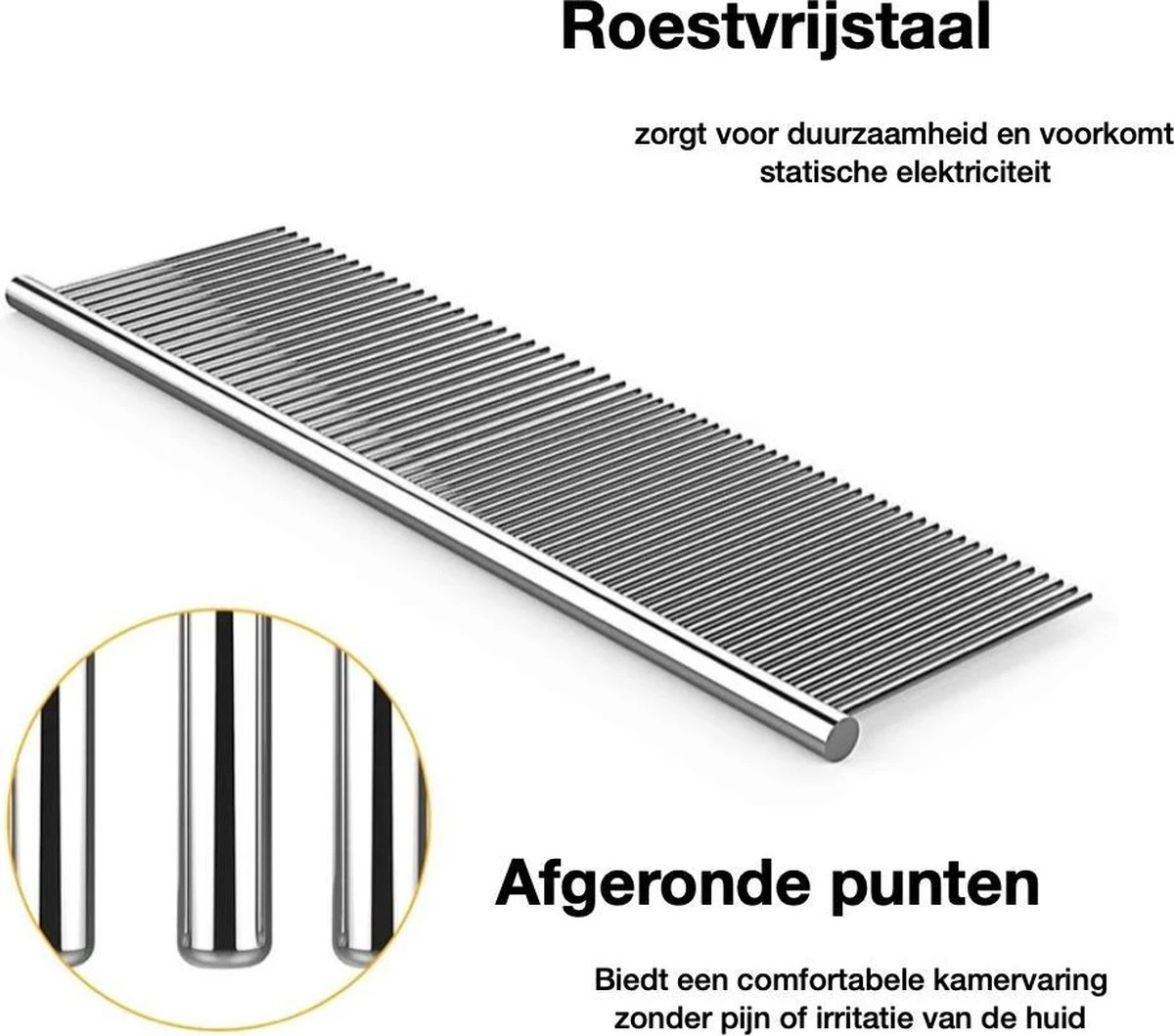 Merkloos Anti-Klit- Kam - Haarverwijderaar Voor Huisdieren - Pijnloos - Roestvrijstaal - Huisdiervriendelijk - Afbeelding 3