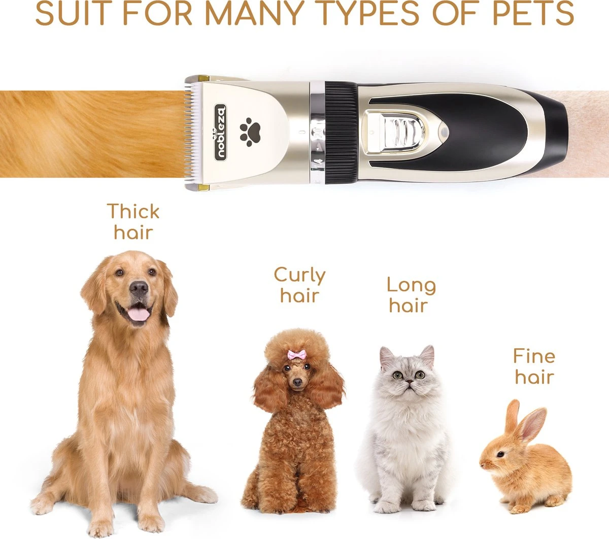 Nobleza B78 - Dieren Tondeuse Set - 4 Opzetkammen - Voor Huisdieren Katten & Honden - Draadloos - Afbeelding 7