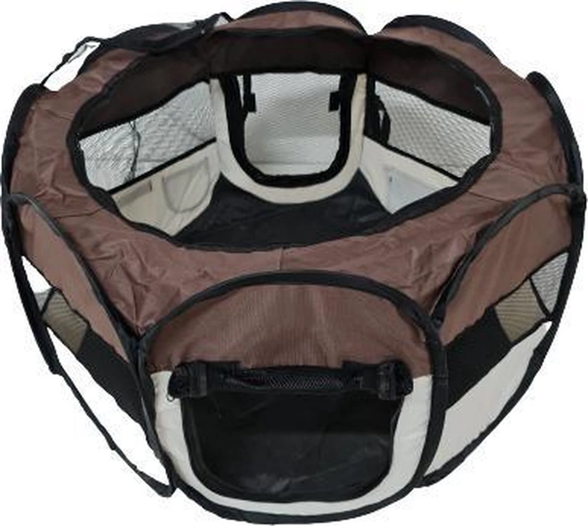 Dailyibed Opvouwbare Puppyren - Bruin - 115x115x58 Cm - Incl. Draagtas - Incl. Voederbak - Afbeelding 11