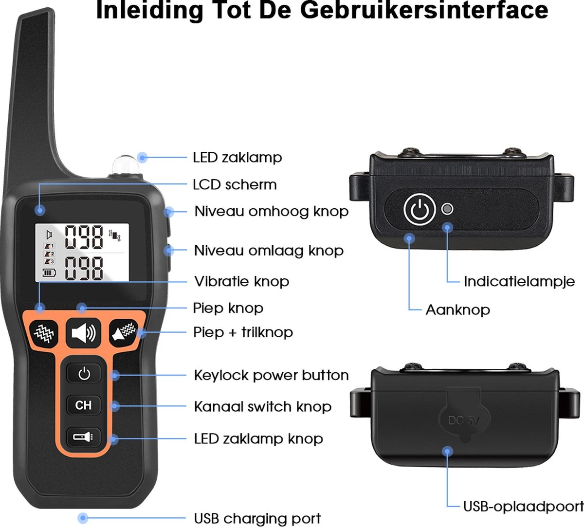 Anti Blafband EN Trainingshalsband In 1 - UNIEK SYSTEEM - 1000m Bereik - 100 Levels - Trainingsband - Antiblafband - Teletac - Geluid En Vibratie/trilling - Grote En Kleine Honden - Volledig Waterdicht - Anti Blafband - Afbeelding 4
