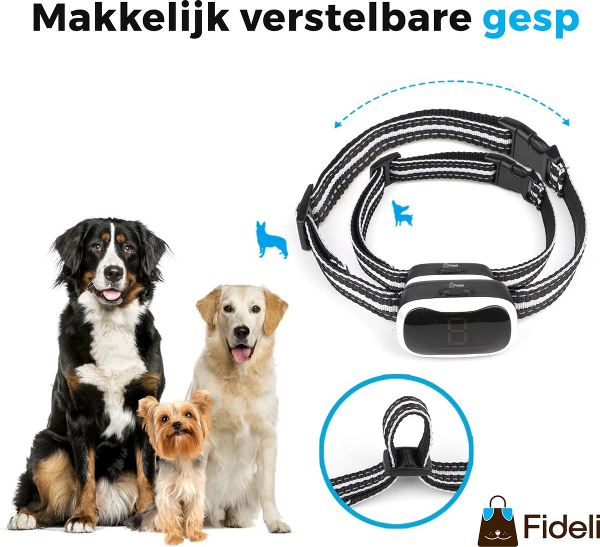 Fideli Anti Blafband - Zonder Schok - Grote En Kleine Honden - Oplaadbaar - LED Verlichte Band - Afbeelding 5