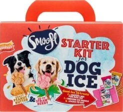 Smoofl Honden Lekkernij - Starter Kit Om Je Eigen Honden Ijs Te Maken, Kit Met 2 Ijsmixen Voor Honden, Pindakaas En Aardbei Smaak, Een Pootvormige Silicone Vorm - Voor 4 Hondenijsjes