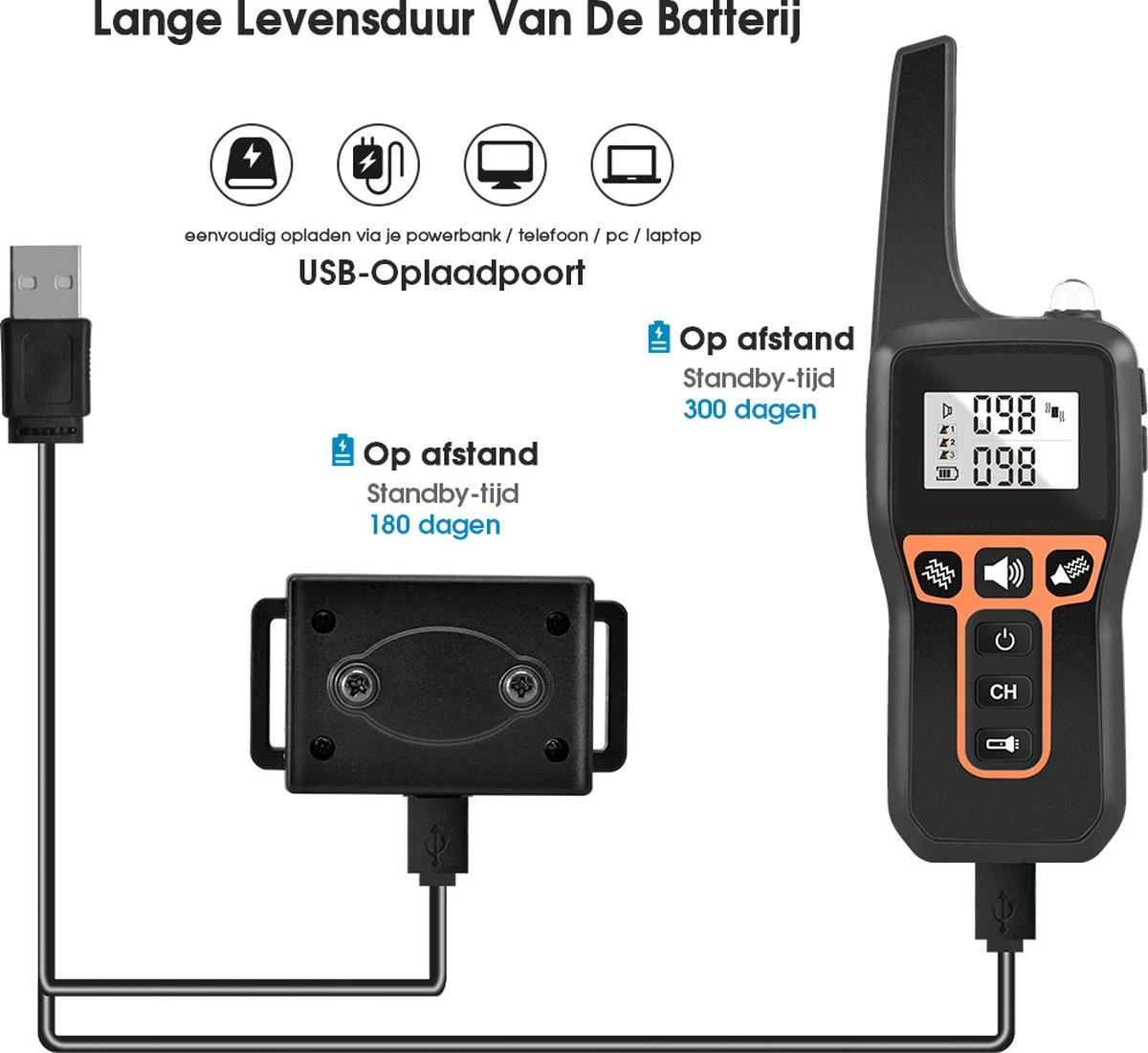 Anti Blafband EN Trainingshalsband In 1 - UNIEK SYSTEEM - 1000m Bereik - 100 Levels - Trainingsband - Antiblafband - Teletac - Geluid En Vibratie/trilling - Grote En Kleine Honden - Volledig Waterdicht - Anti Blafband - Afbeelding 6