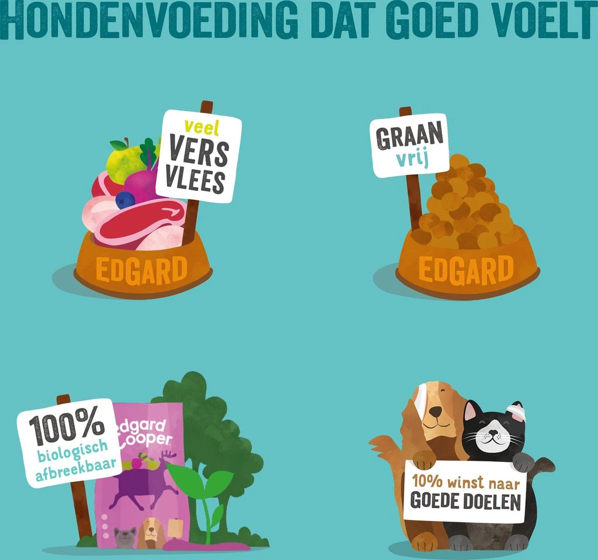 Edgard & Cooper Verse Scharreleend & Kip Brok - Voor Puppy’s - Hondenvoer - 2 X 2.5kg - Afbeelding 2