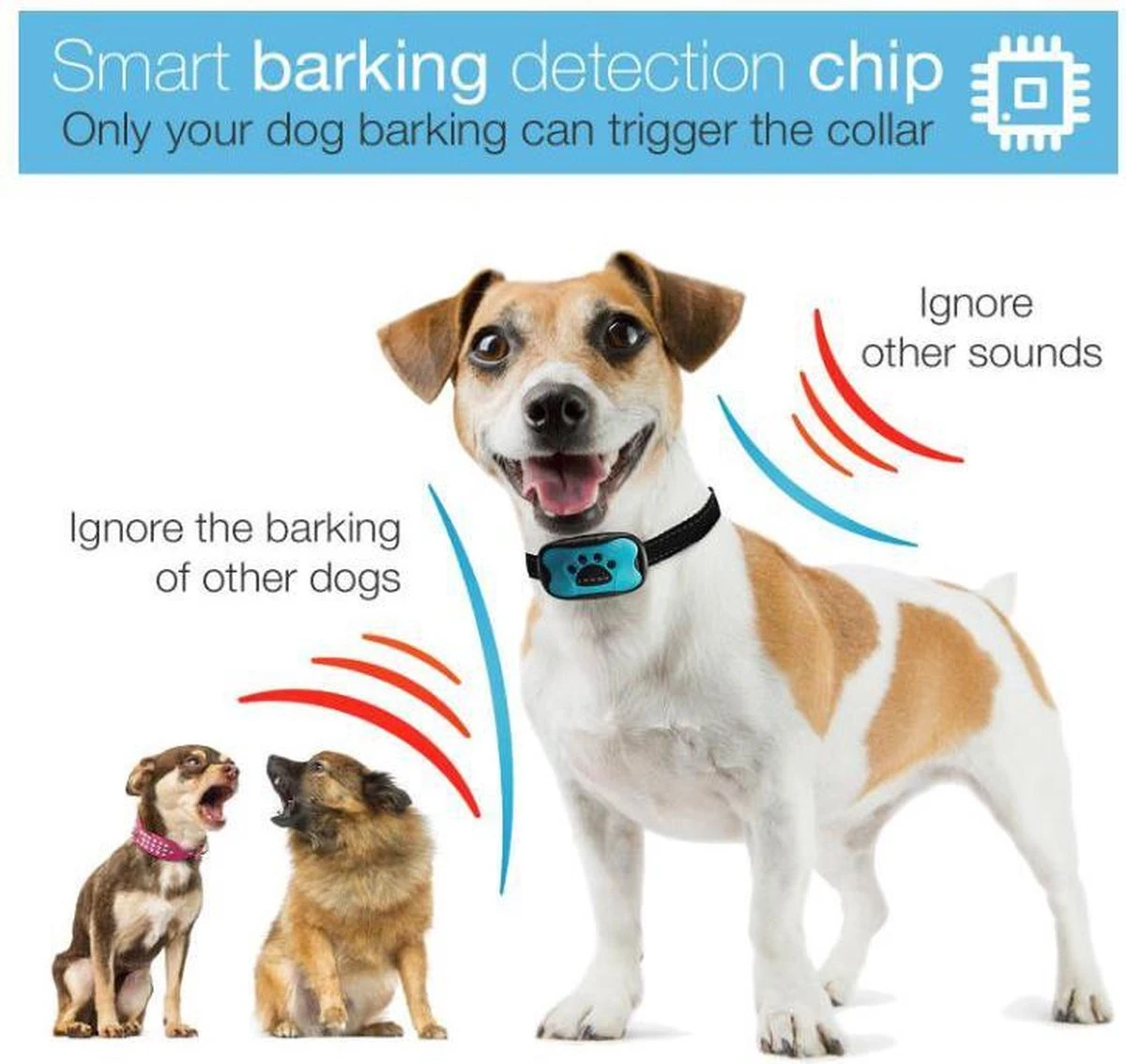 Merkloos Anti Blafband Voor Honden Blafband Anti Blaf Apparaat Blafband Zonder Schok - Diervriendelijk - Afbeelding 3