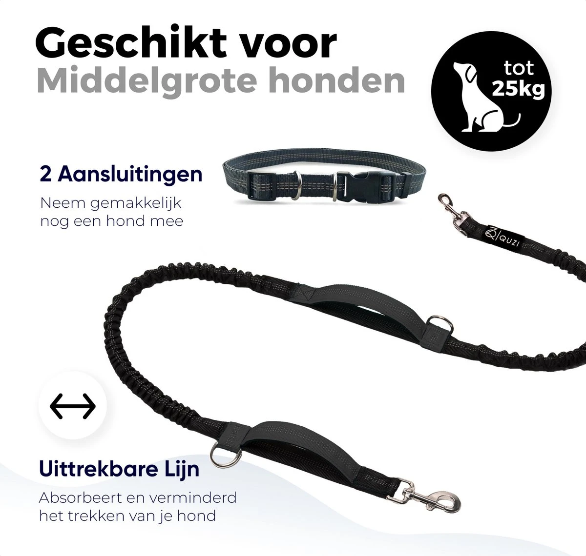 Canicross Looplijn Hond Met Heupriem Voor Hardlopen - Elastische Handsfree Hondenriem - Honden Trainingslijn - 150/210cm - Zwart - Afbeelding 3