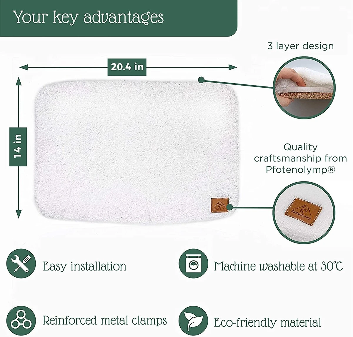 Pfotenolymp® Premium Window Baars/Krabmat Voor Katten Bij Het Raam - Vensterbank/Kattenbank Voor De Vensterbank - Zit/Ligstoel Voor Katten - Afbeelding 2