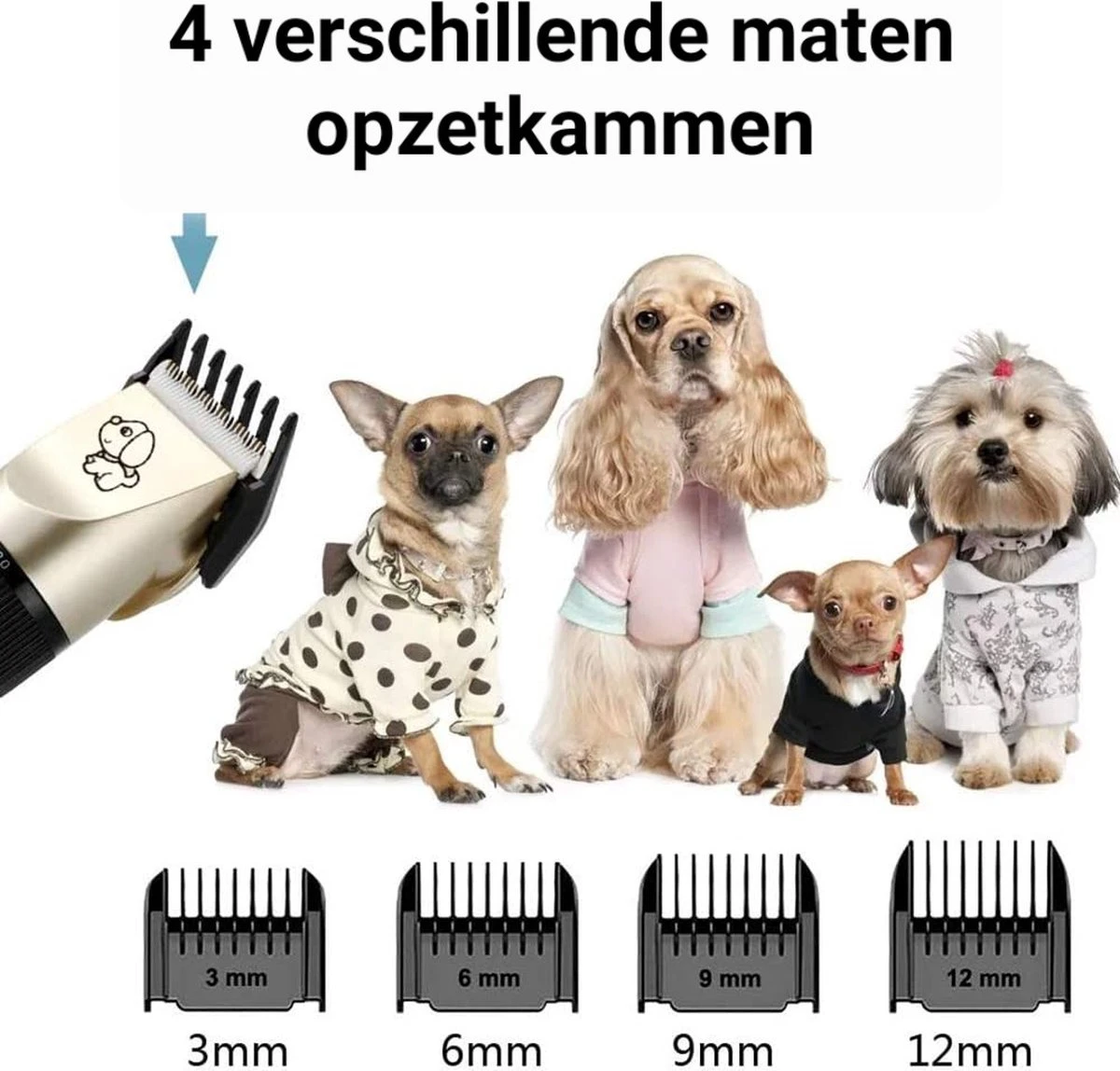 Merkloos Professionele Dierentondeuse - Scheerapparaat Voor Honden En Katten - Trimmer - 4 Opzetstukken - Oplaadbaar - Draadloos - Stil - Verschillende Haar En Vachtlengtes - Haartrimmer - Hondentrimmer - Honden Trimmer - Honden Knippen - Haren Knippen - Afbeelding 5