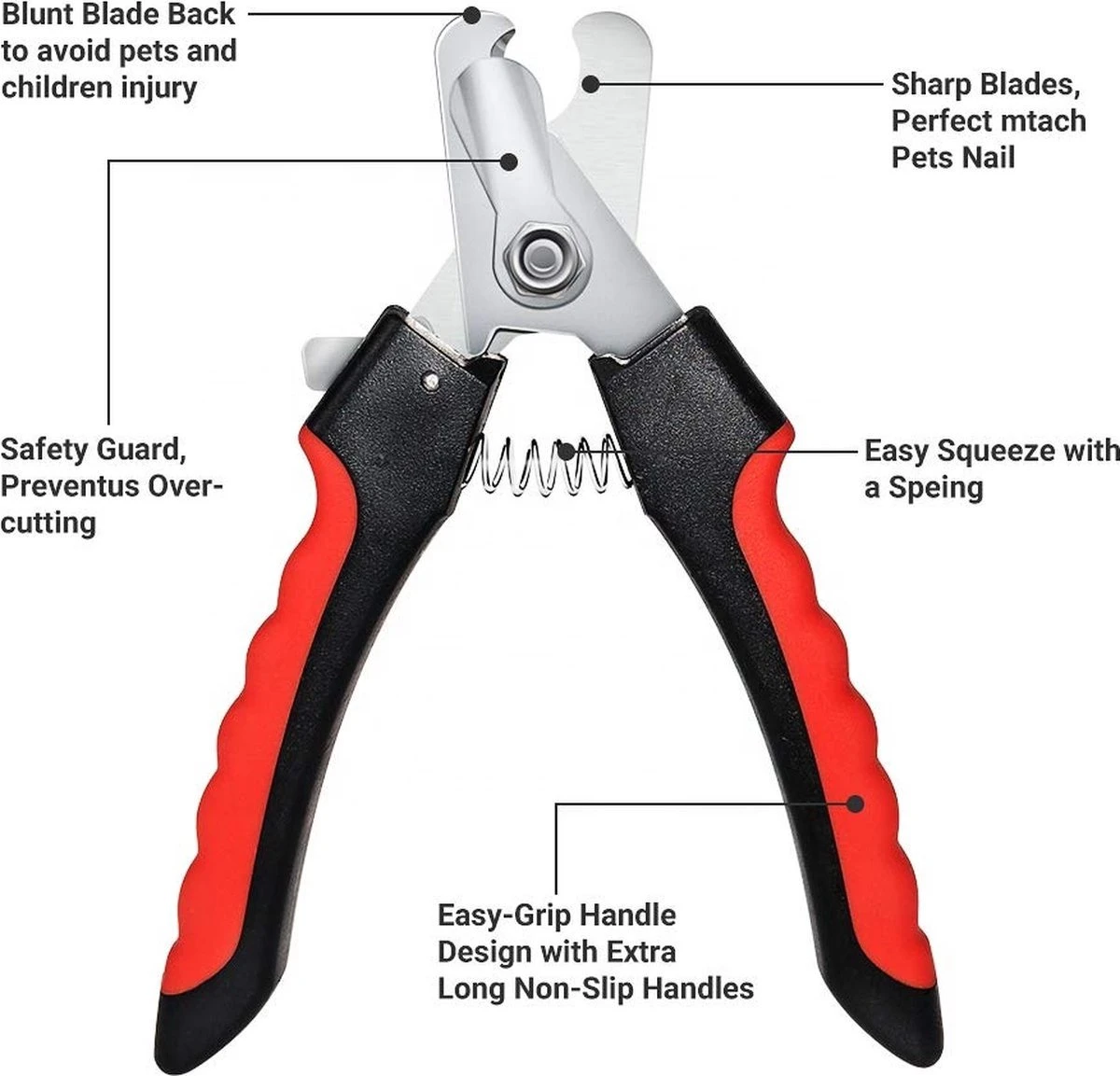 Merkloos Professionele Nagelschaar - Dieren Nagelschaar - Rood & Zwart - Honden Nagelknipper - Hondennagels - Honden Knip Schaar - Honden Knipsch - Afbeelding 4