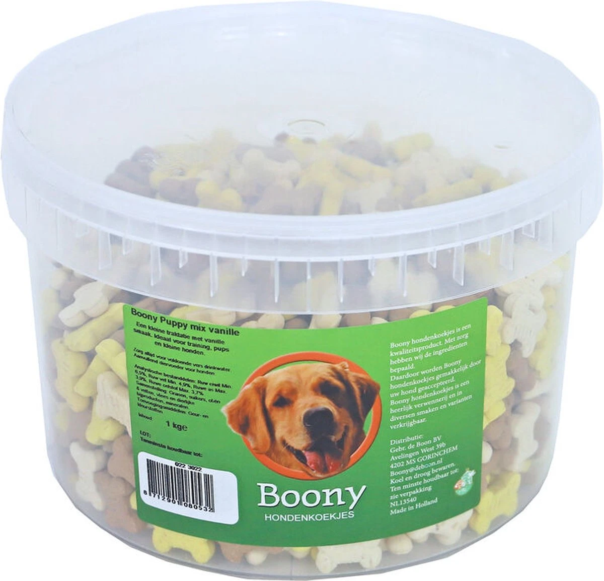 Boony Hondenkoek Puppy Botjes Mix Vanille, Emmer A 1000 Gram - Afbeelding 4