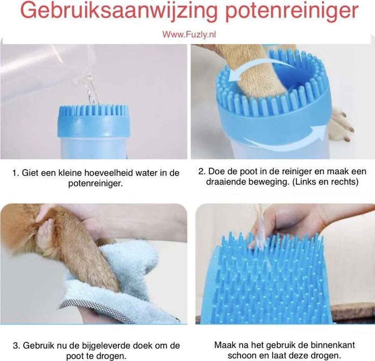 Fuzly- 2 In 1 Hondenpoten Reiniger + Handdoek - Hondenborstel - Borstel Hond / Kat - Hondenpoot Reiniger - Huisdier Poot Wassen - Borstel - Hondenverzorging - Verzorging Hond - Honden Wassen - Schoonmaak Borstel - Kattenborstel - Groen - Afbeelding 2