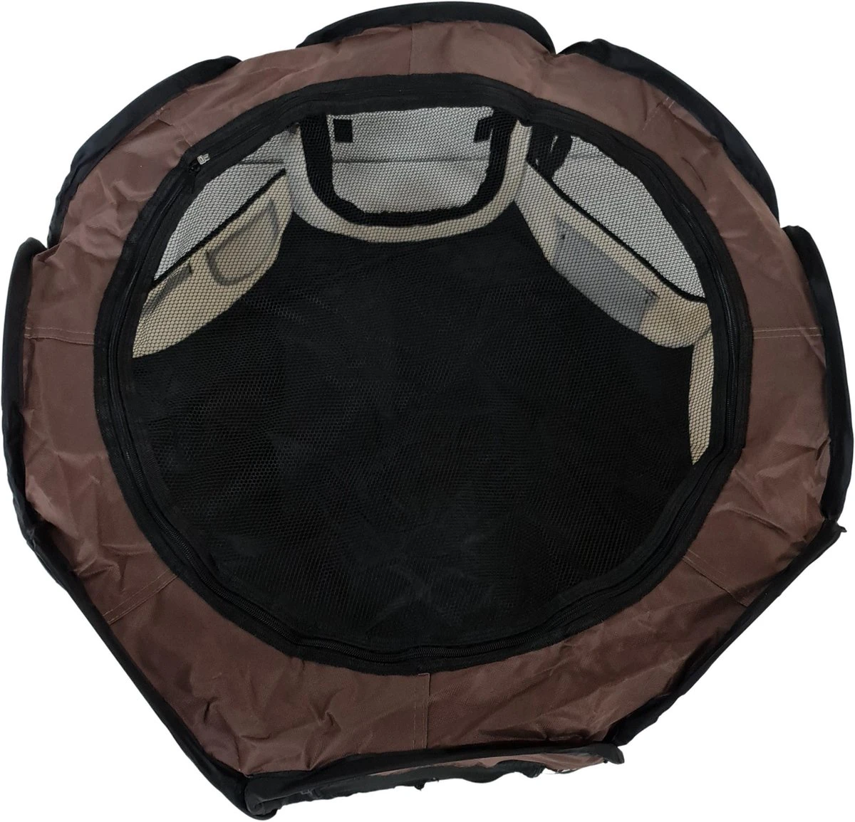 Dailyibed Opvouwbare Puppyren - Bruin - 115x115x58 Cm - Incl. Draagtas - Incl. Voederbak - Afbeelding 8