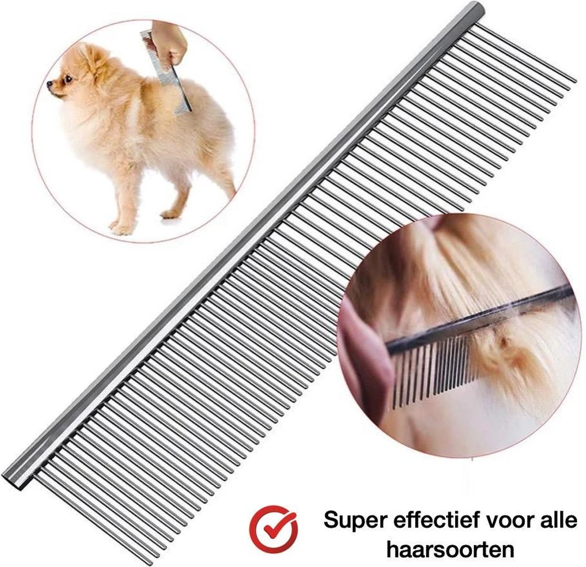 Merkloos Anti-Klit- Kam - Haarverwijderaar Voor Huisdieren - Pijnloos - Roestvrijstaal - Huisdiervriendelijk - Afbeelding 2