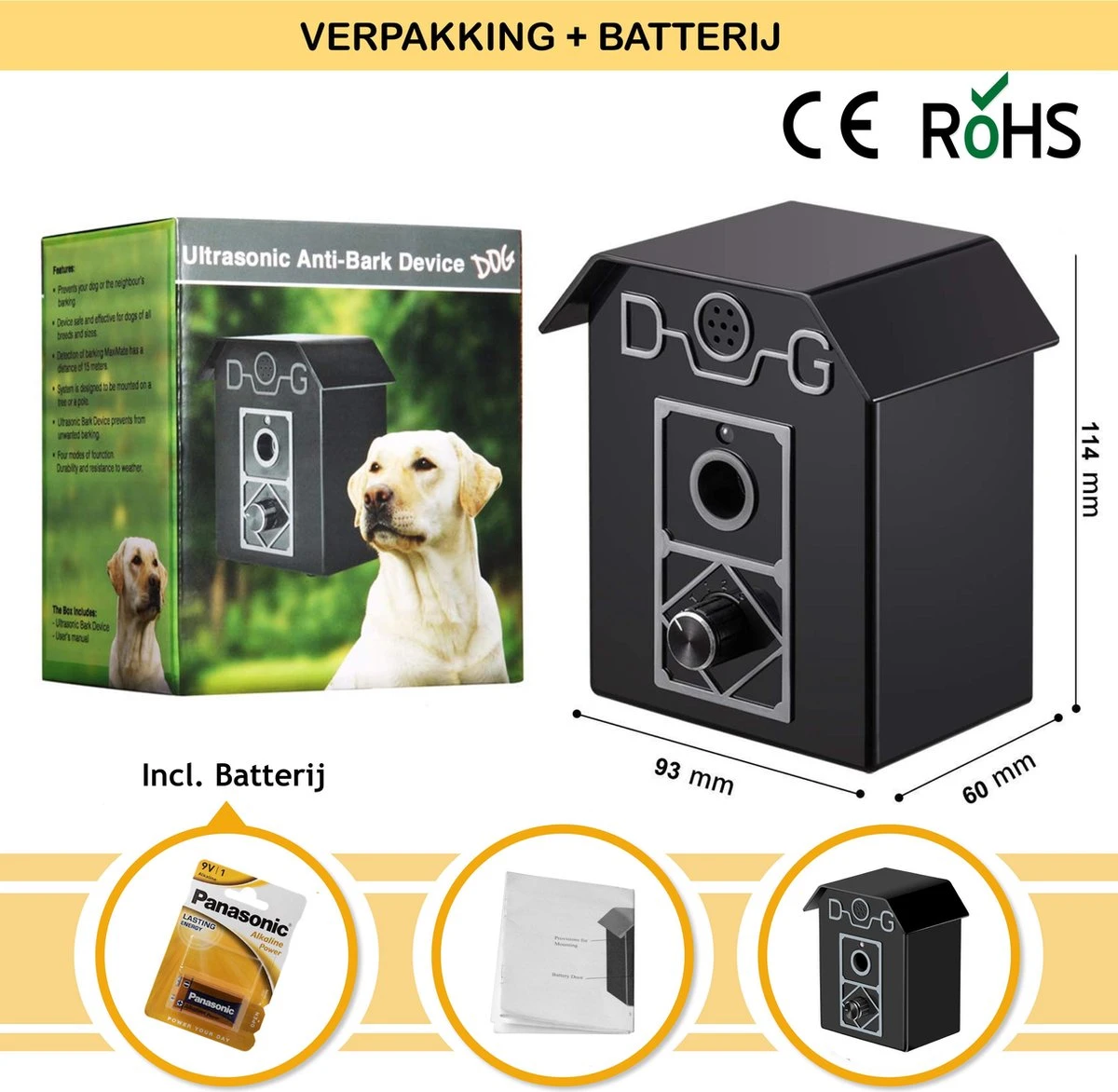 Merkloos Barky® Anti Blaf Apparaat Honden Ultrasoon Hondentrainer Incl Batterij - Anti Blafband Alternatief Veilig & Diervriendelijk - Dog Anti Bark Control - Afbeelding 5