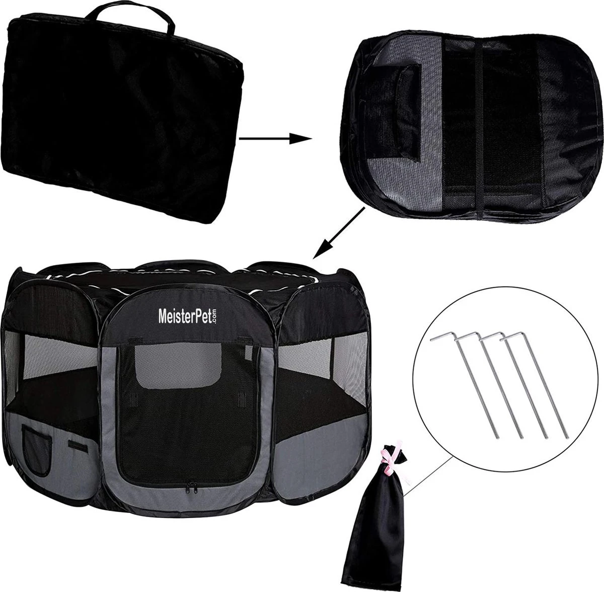 Meisterpet - XXL Opvouwbare Puppyren - 130 X 130 X 60 Cm - Met Gratis Dieren Verzorging Set T.w.v. €19.99 - Afbeelding 2
