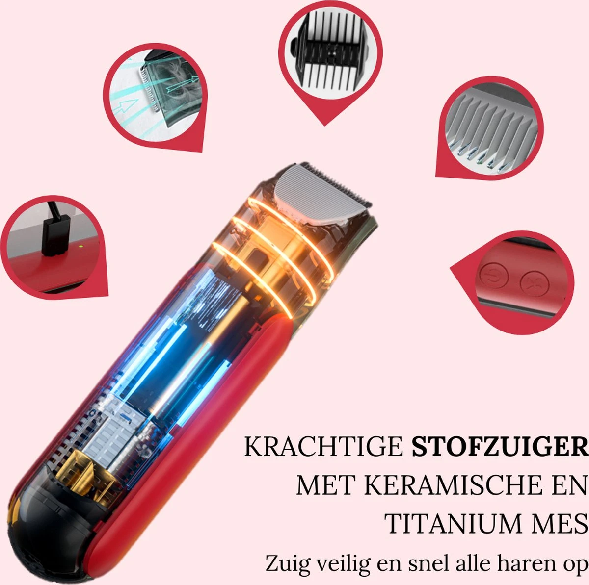 Pet Lovers - Hondentondeuse - Hondentondeuse - Automatische Inhalerende Haren - Dierentondeuse - Hondentrimmer - Hondentondeuse Dikke Vacht - Tondeuse Voor Honden - Hondentondeuse - Draadloos - 2 Opzetkammen - Honden En Katten Tondeuse - Afbeelding 3