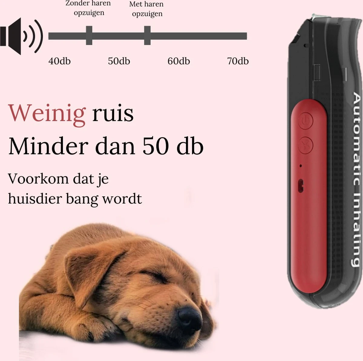 Pet Lovers - Hondentondeuse - Hondentondeuse - Automatische Inhalerende Haren - Dierentondeuse - Hondentrimmer - Hondentondeuse Dikke Vacht - Tondeuse Voor Honden - Hondentondeuse - Draadloos - 2 Opzetkammen - Honden En Katten Tondeuse - Afbeelding 5