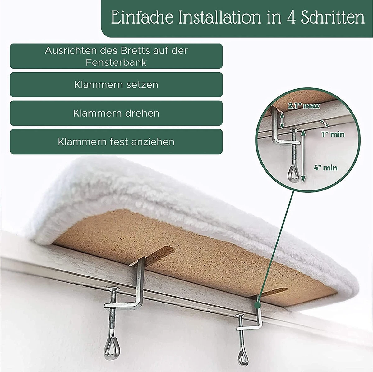 Pfotenolymp® Premium Window Baars/Krabmat Voor Katten Bij Het Raam - Vensterbank/Kattenbank Voor De Vensterbank - Zit/Ligstoel Voor Katten - Afbeelding 3