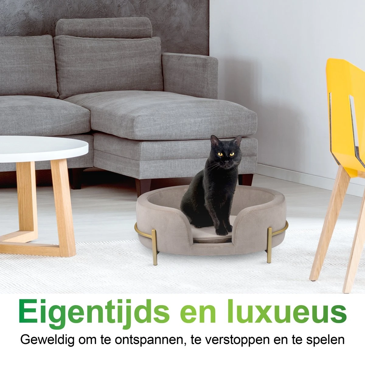 Maxxpro Pet Bed - Huisdieren Tot 80KG - Zacht Fluwelen Kussen - Verhoogd Katten- En Hondenbed - Grijs - 60,5 X 40,5 X 23,5 Cm - Afbeelding 4