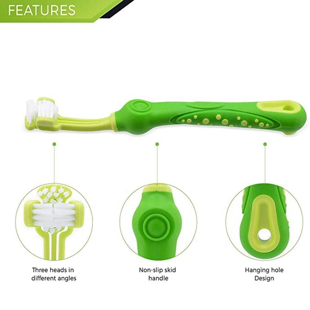 Merkloos Tandenborstel - Voor Huisdieren - Honden - 3 Zijdig - Multi-Hoek - Schoonmaken - Tanden - Slechte Adem - Tandsteen - Tandenborstel - Gezondheid - Blauw - Afbeelding 3