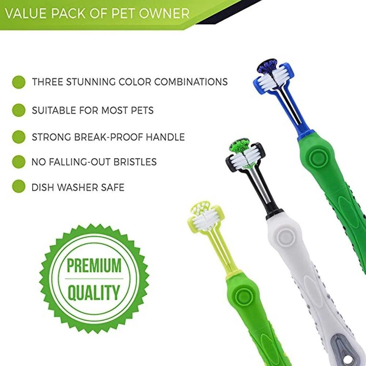 Merkloos Tandenborstel - Voor Huisdieren - Honden - 3 Zijdig - Multi-Hoek - Schoonmaken - Tanden - Slechte Adem - Tandsteen - Tandenborstel - Gezondheid - Blauw - Afbeelding 5