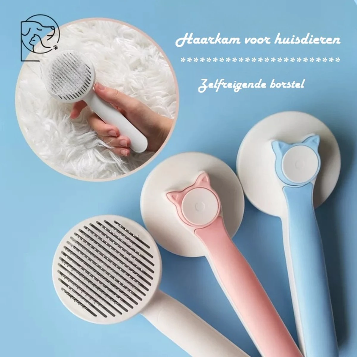 Kattenborstel - Kattenkam - Hondenborstel - Kattenhaar Verwijderaar - Haarverwijderaar Voor Huisdieren - Kattenhaar - Hondenhaar - Haarverwijderaar Voor Huisdieren - Langharig/Kortharig - Katten Accessoires - Katten - Blauwe Kleur - Afbeelding 2