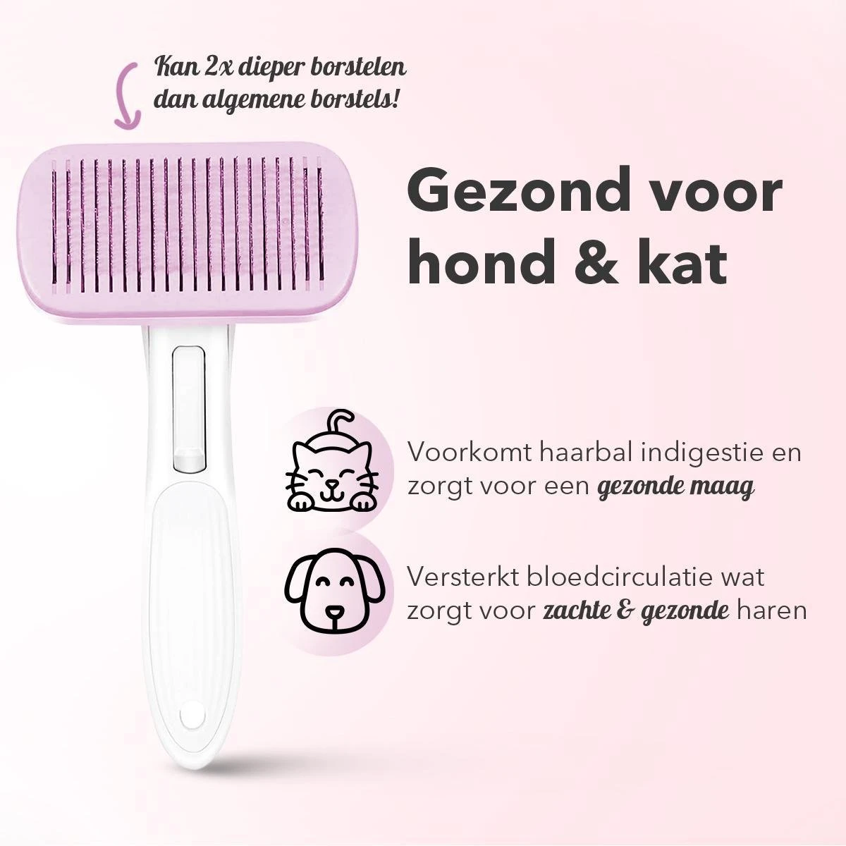 Lubadoo® - Kattenborstel - Hondenborstel - Kattenkam - Kattenhaar - Hondenhaar - Huisdierhaar Verwijderaar - Haarverwijderaar Voor Huisdieren - Langharig - Kortharig - Roze - Afbeelding 4