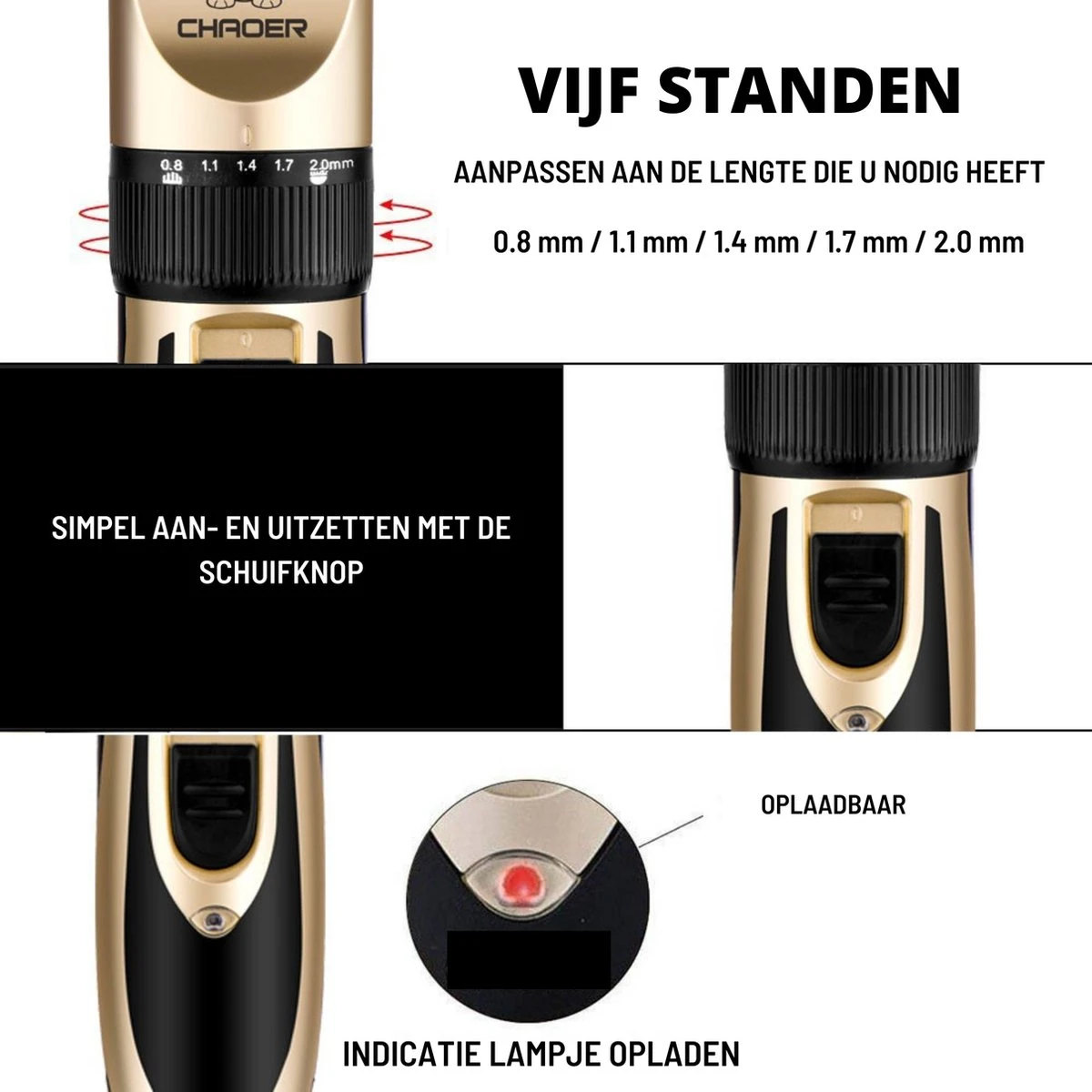 Thuys Hondentondeuse Set Voor Dikke Vacht - Tondeuse Set Voor Honden Draadloos - Set Voor Langharige Honden Met 4 Opzetstukken - Afbeelding 4
