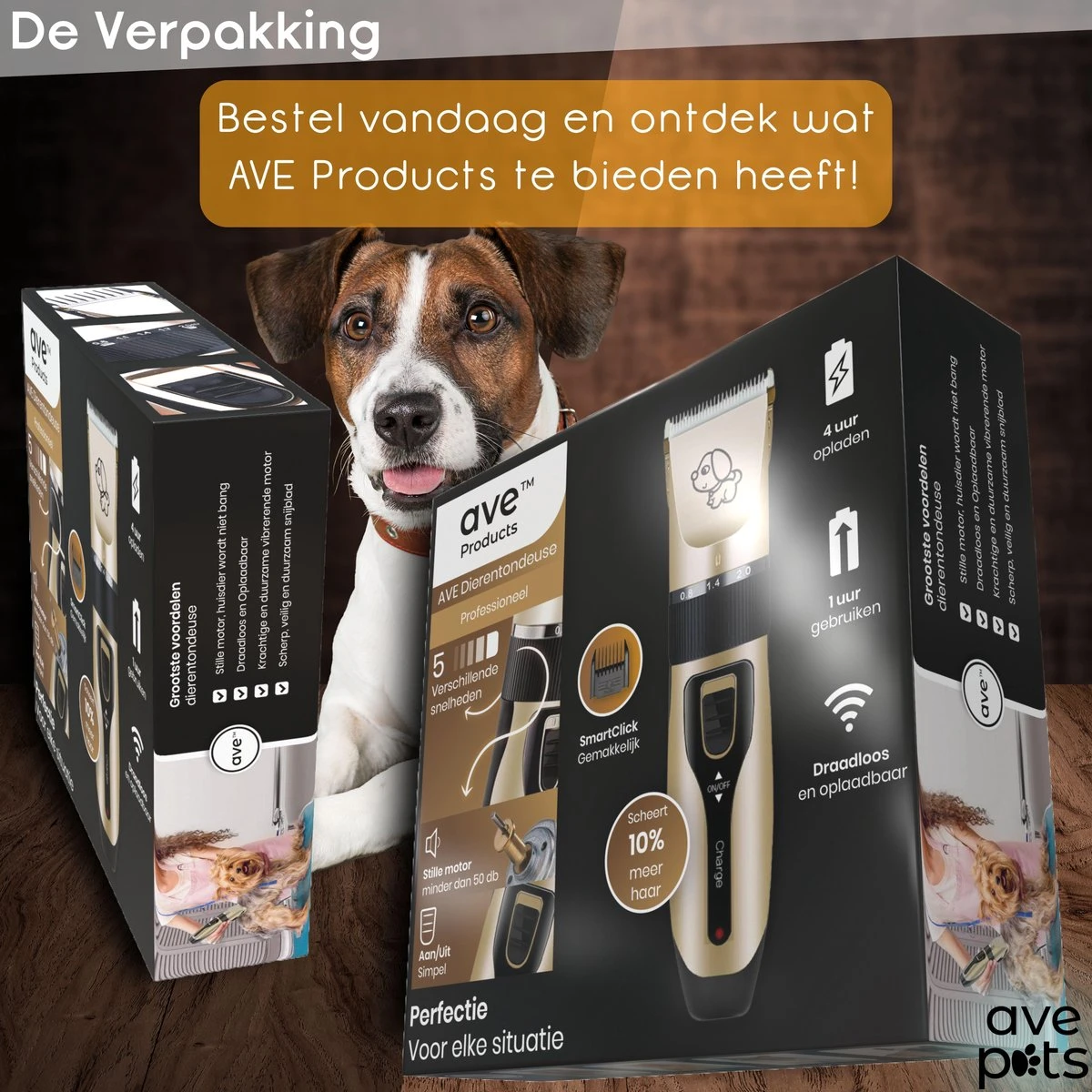 AVE Pets® Complete Hondentondeuse Set - Draadloos Tondeuse - Scheerapparaat Voor Je Hond Of Kat - Huisdier Trimmer - Professionele Dierentondeuse - Dieren Verzorging - Afbeelding 8