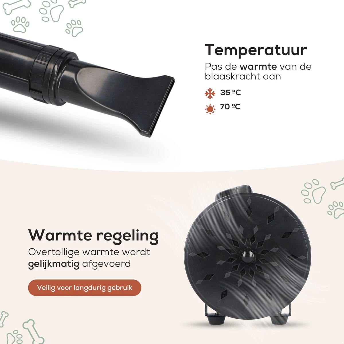 MiMOPETS® Hondenföhn Met 4 Opzetstukken – Waterblazer Voor Honden Met Geluiddemper -Hondendroger - Zwart - Afbeelding 4