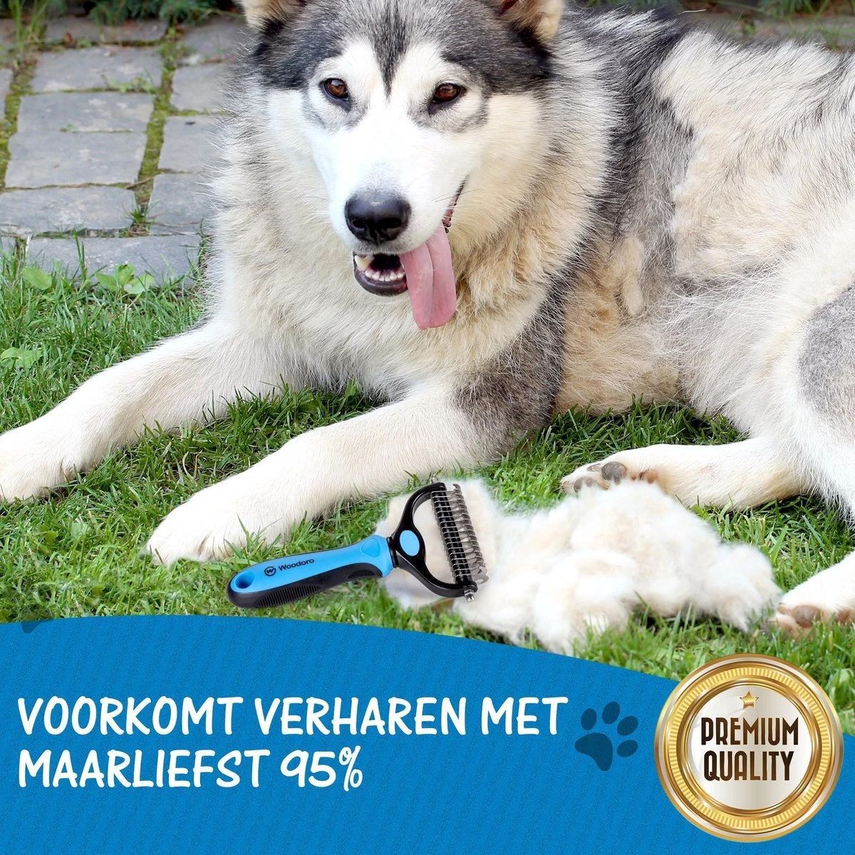 Hoogwaardige 2-Zijdige Hondenkam Hondenborstel Borstel Hond Klittenkam - Ondervacht Kam - Honden Borstel - Honden Kam - Hondenborstel Langharig - Hondenborstel Kortharig - Verwijdert Klitten - Voorkomt Verharing - Blauw - Woodoro - Afbeelding 7